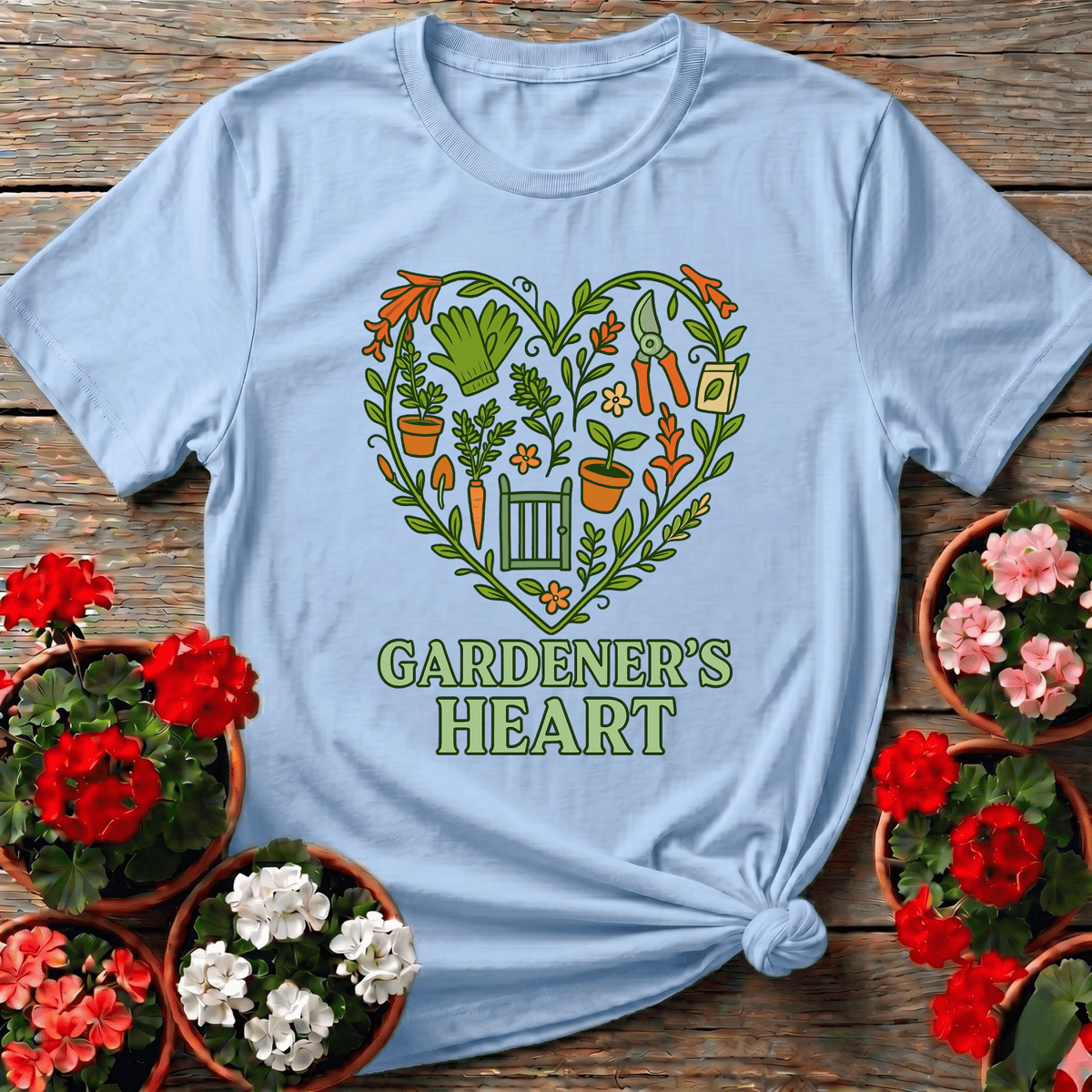 Gardener's Heart Gate Illustration Gardening T-Shirt - GardeningTshirts