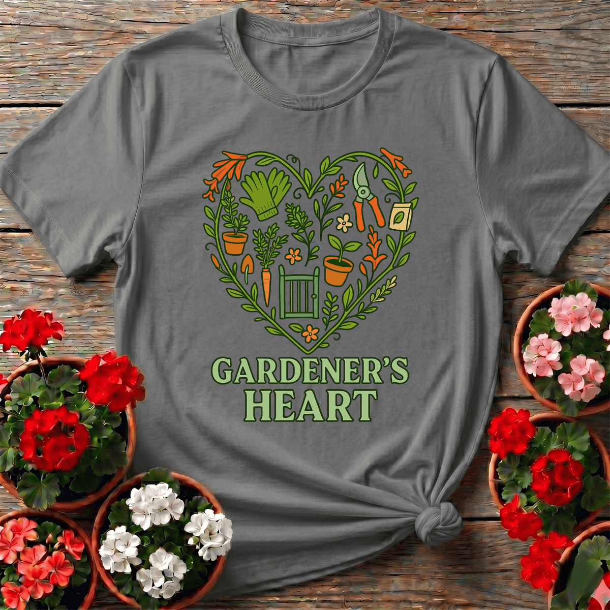 Gardener's Heart Gate Illustration Gardening T-Shirt - GardeningTshirts