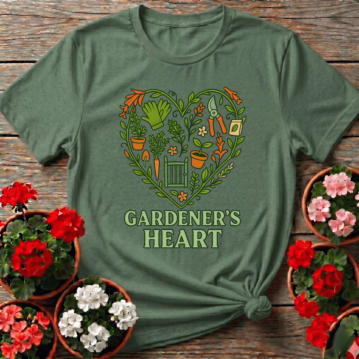 Gardener's Heart Gate Illustration Gardening T-Shirt - GardeningTshirts
