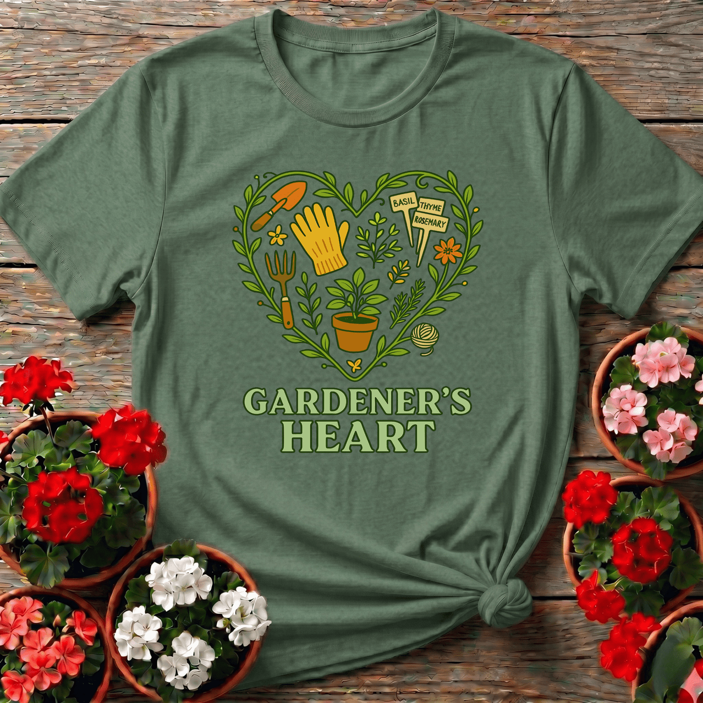 Gardener's Heart Herbal Edition Tool T-shirt - GardeningTshirts