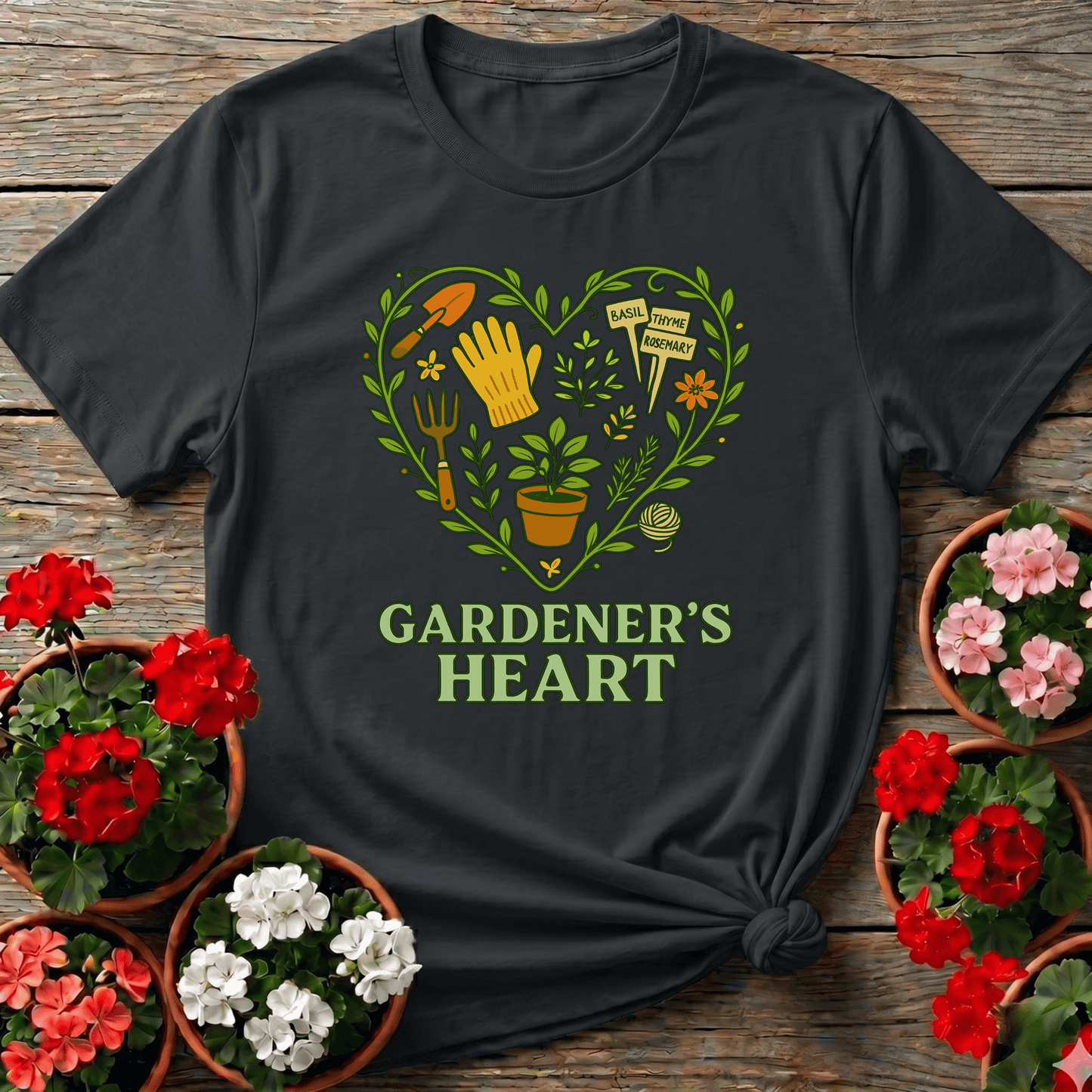 Gardener's Heart Herbal Edition Tool T-shirt - GardeningTshirts