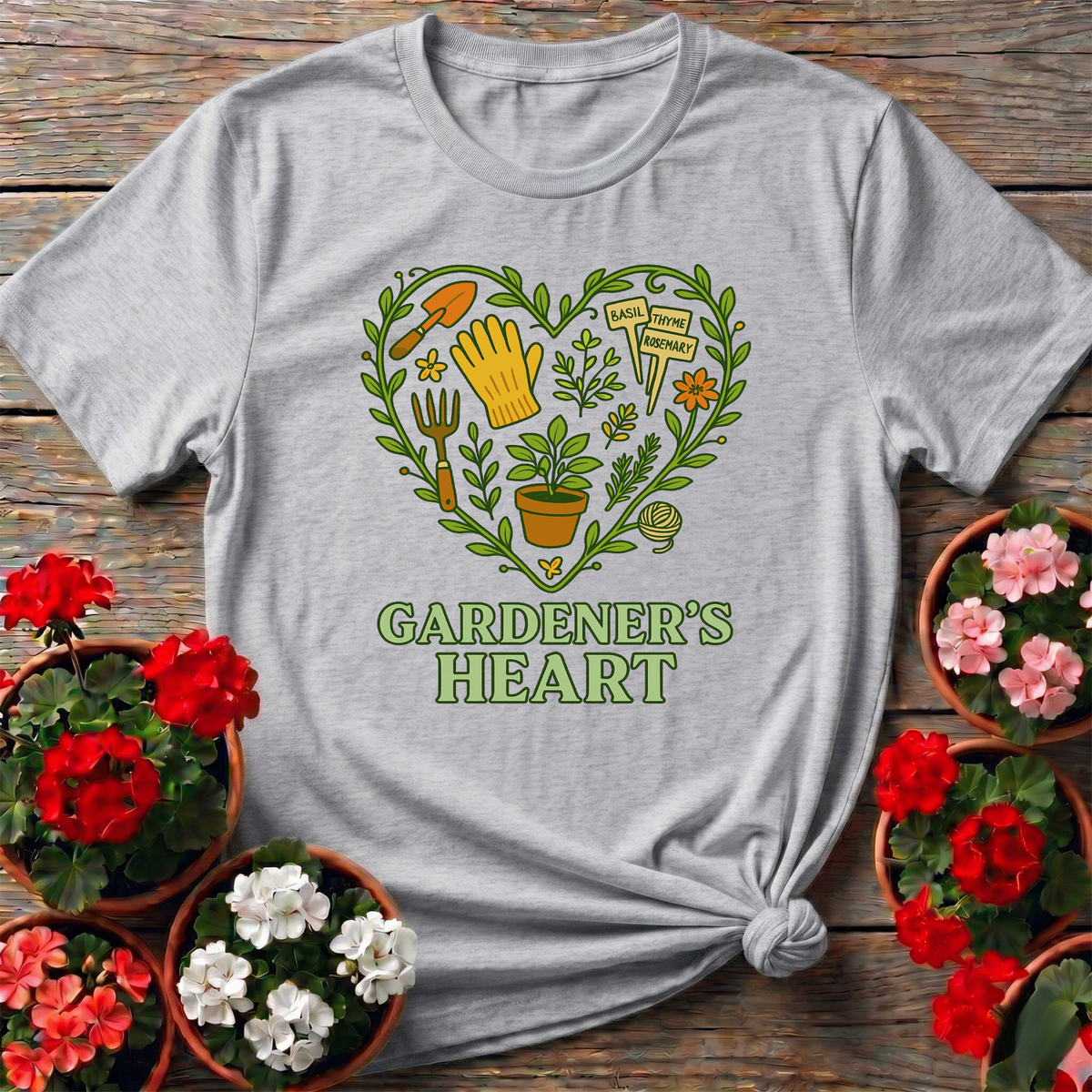 Gardener's Heart Herbal Garden Tools Edition Tee - GardeningTshirts