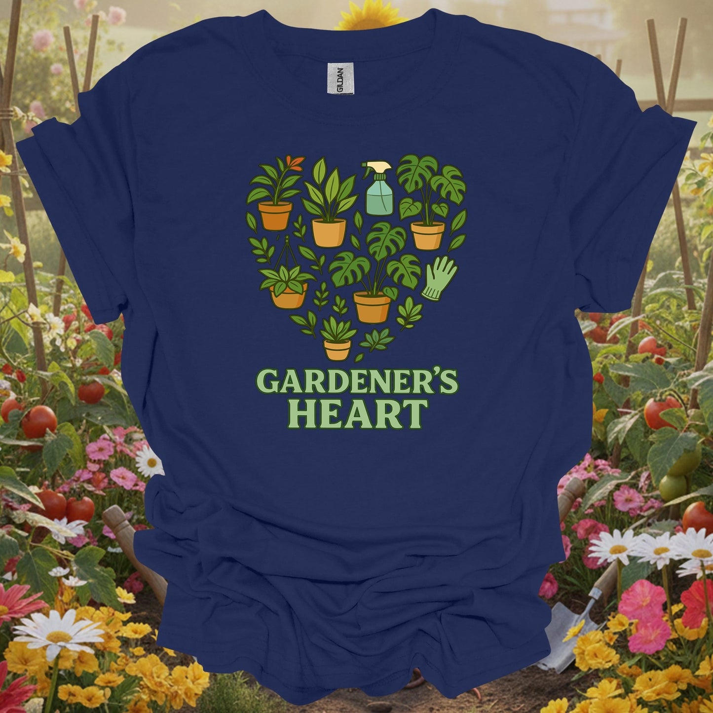 Navy top showing gardener's heart houseplant edition monstera for green thumb folks