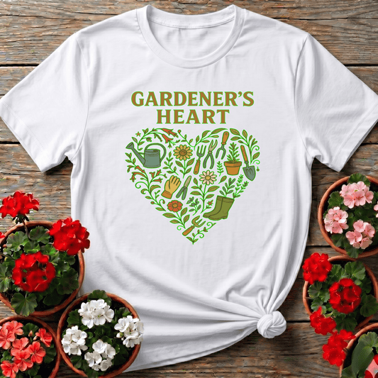 Gardeners Heart Retro Tools and Flowers Heart Tee - GardeningTshirts
