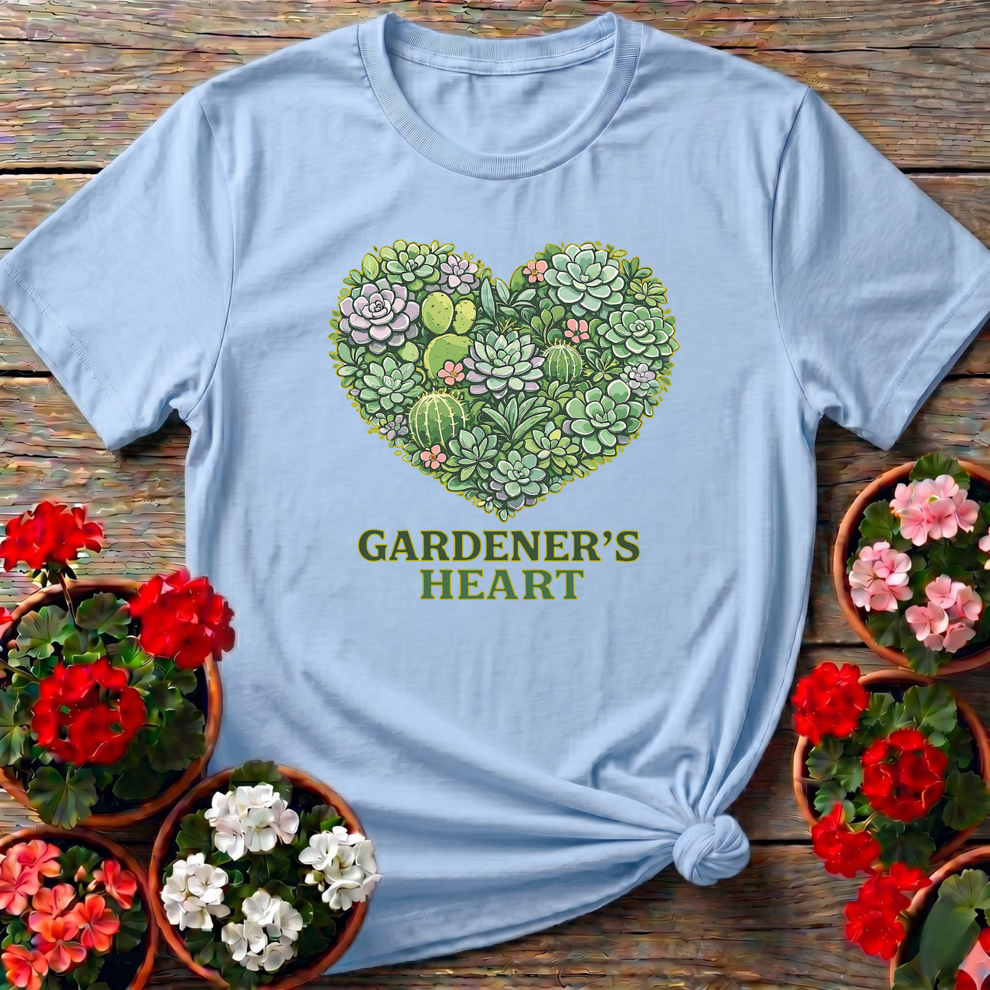 Gardener's Heart Succulent Cactus T-Shirt for Plant Lovers - GardeningTshirts