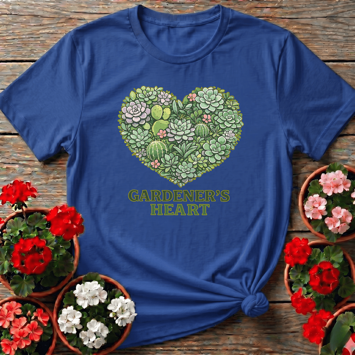 Gardener's Heart Succulent Cactus T-Shirt for Plant Lovers - GardeningTshirts