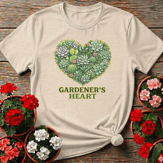 Gardener's Heart Succulent Cactus T-Shirt for Plant Lovers - GardeningTshirts