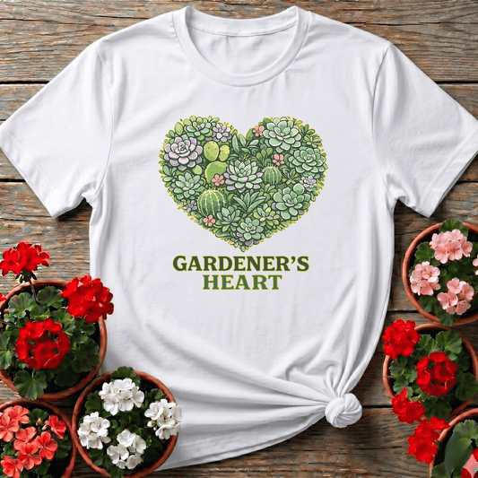 Gardener's Heart Succulent Cactus T-Shirt for Plant Lovers - GardeningTshirts