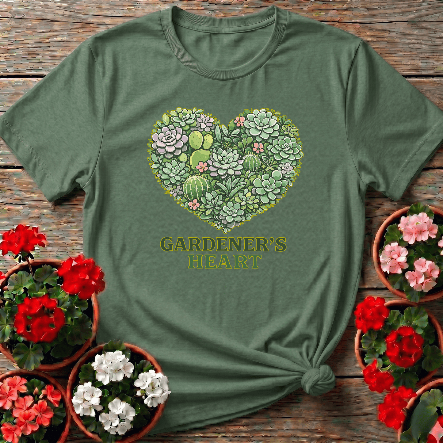 Gardener's Heart Succulent Cactus T-Shirt for Plant Lovers - GardeningTshirts