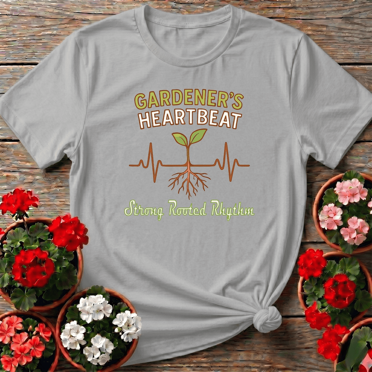 Gardeners Heartbeat Strong Rooted Gardner's Tee - GardeningTshirts