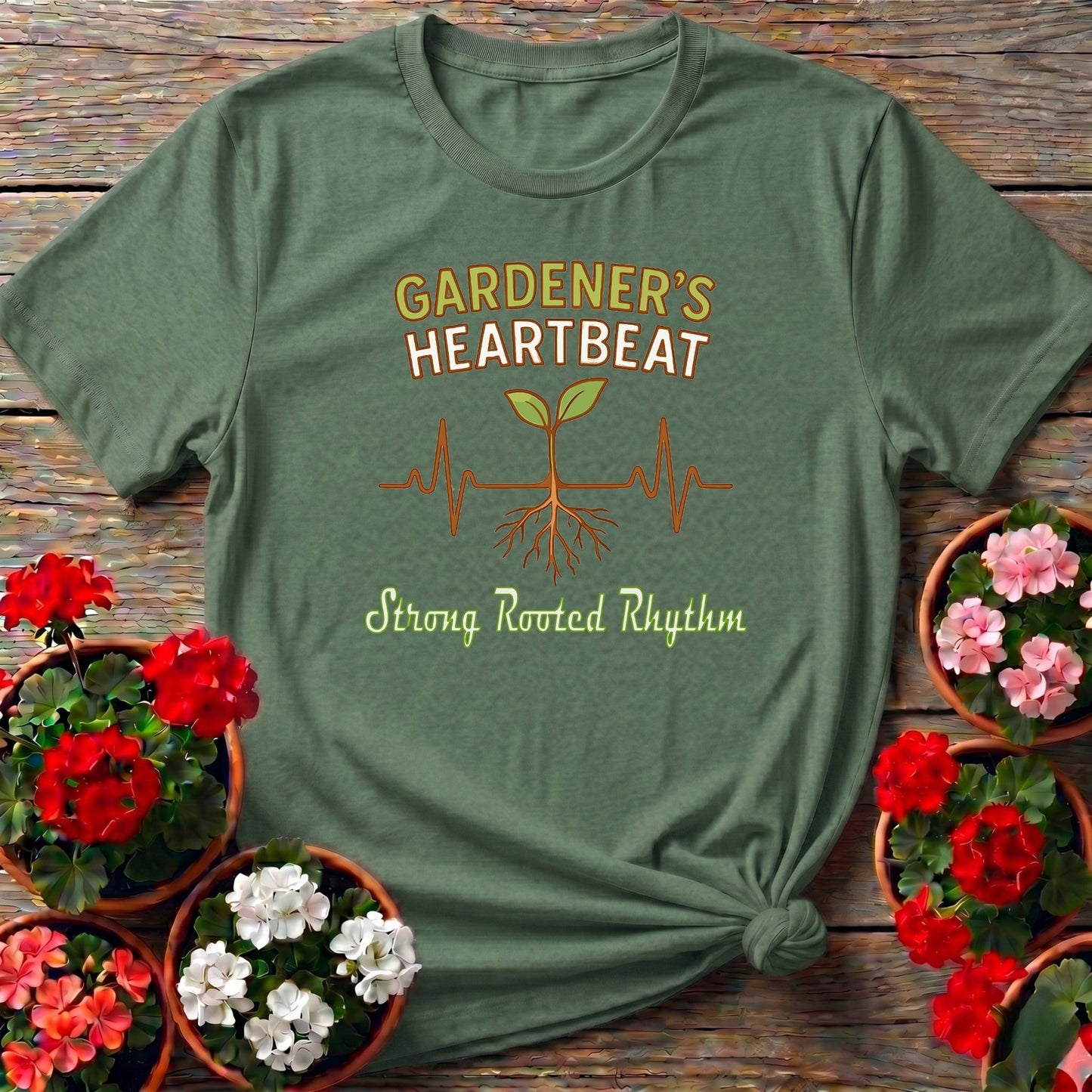 Gardeners Heartbeat Strong Rooted Gardner's Tee - GardeningTshirts