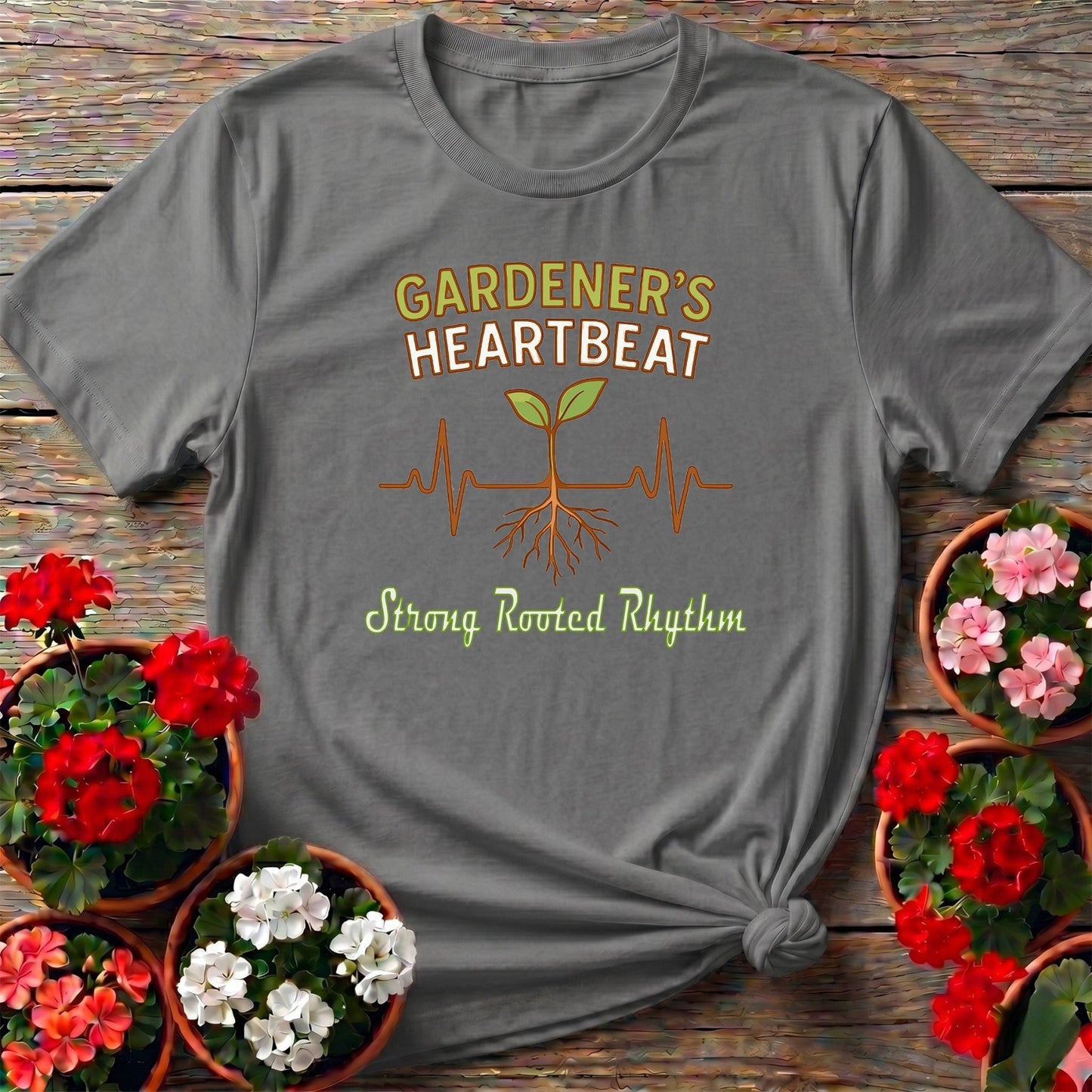 Gardeners Heartbeat Strong Rooted Gardner's Tee - GardeningTshirts