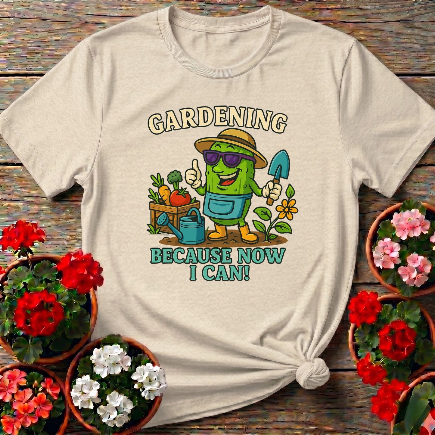 Gardening Because Now I Can Funny Pickle T-shirt - GardeningTshirts