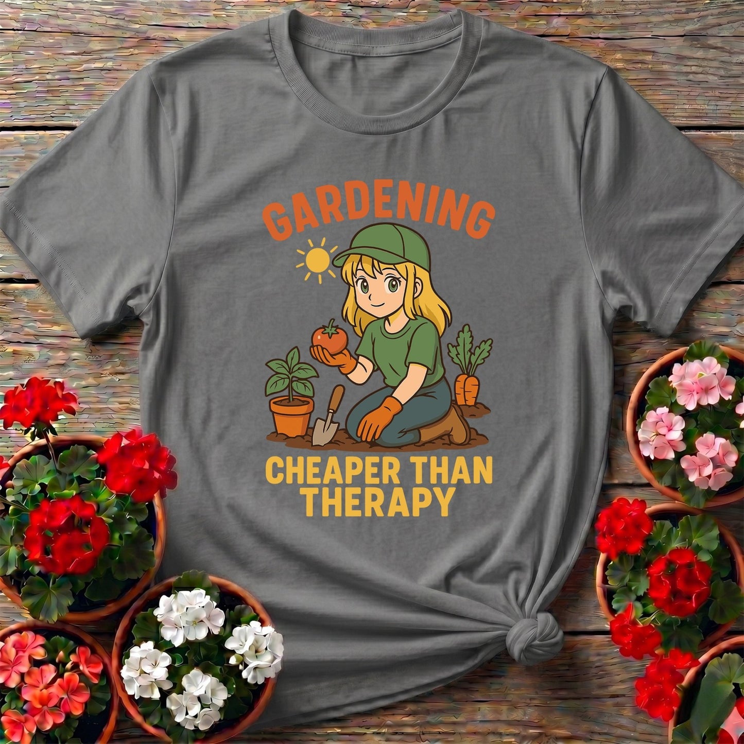 Gardening Cheaper Than Therapy Funny T-shirt - GardeningTshirts