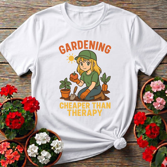 Gardening Cheaper Than Therapy Funny T-shirt - GardeningTshirts