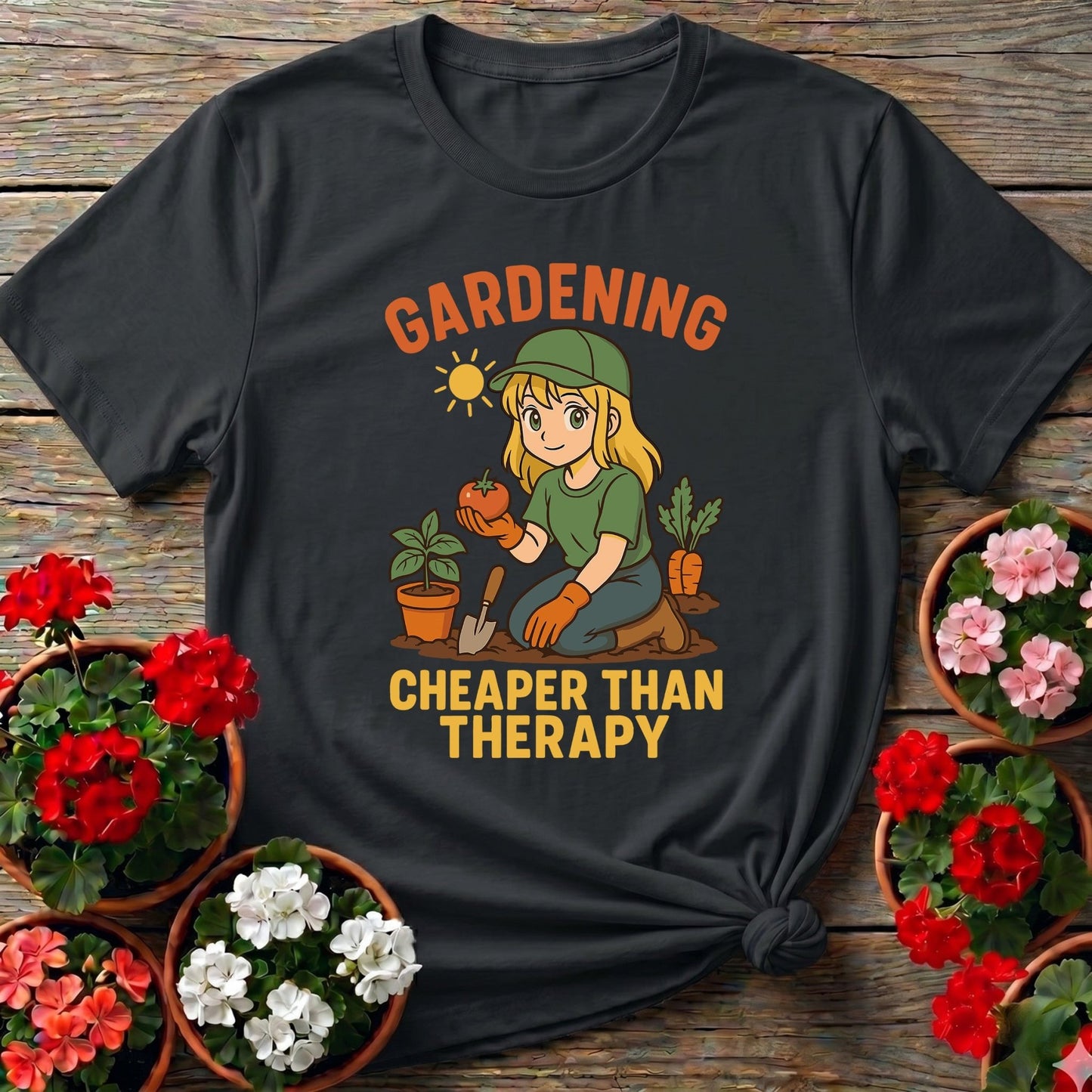 Gardening Cheaper Than Therapy Funny T-shirt - GardeningTshirts