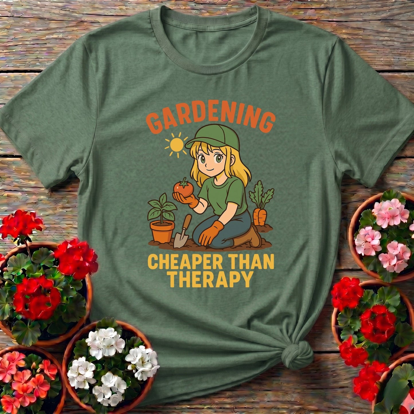 Gardening Cheaper Than Therapy Funny T-shirt - GardeningTshirts