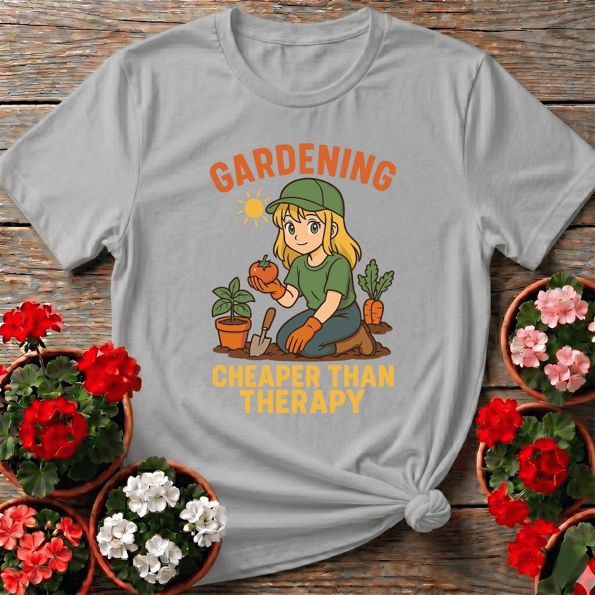 Gardening Cheaper Than Therapy Funny T-shirt - GardeningTshirts