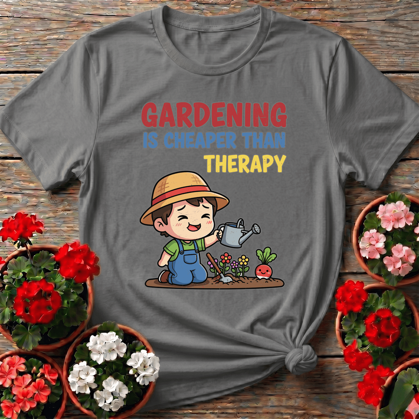 Gardening Is Cheaper Than Therapy Funny Gardening Tee - GardeningTshirts