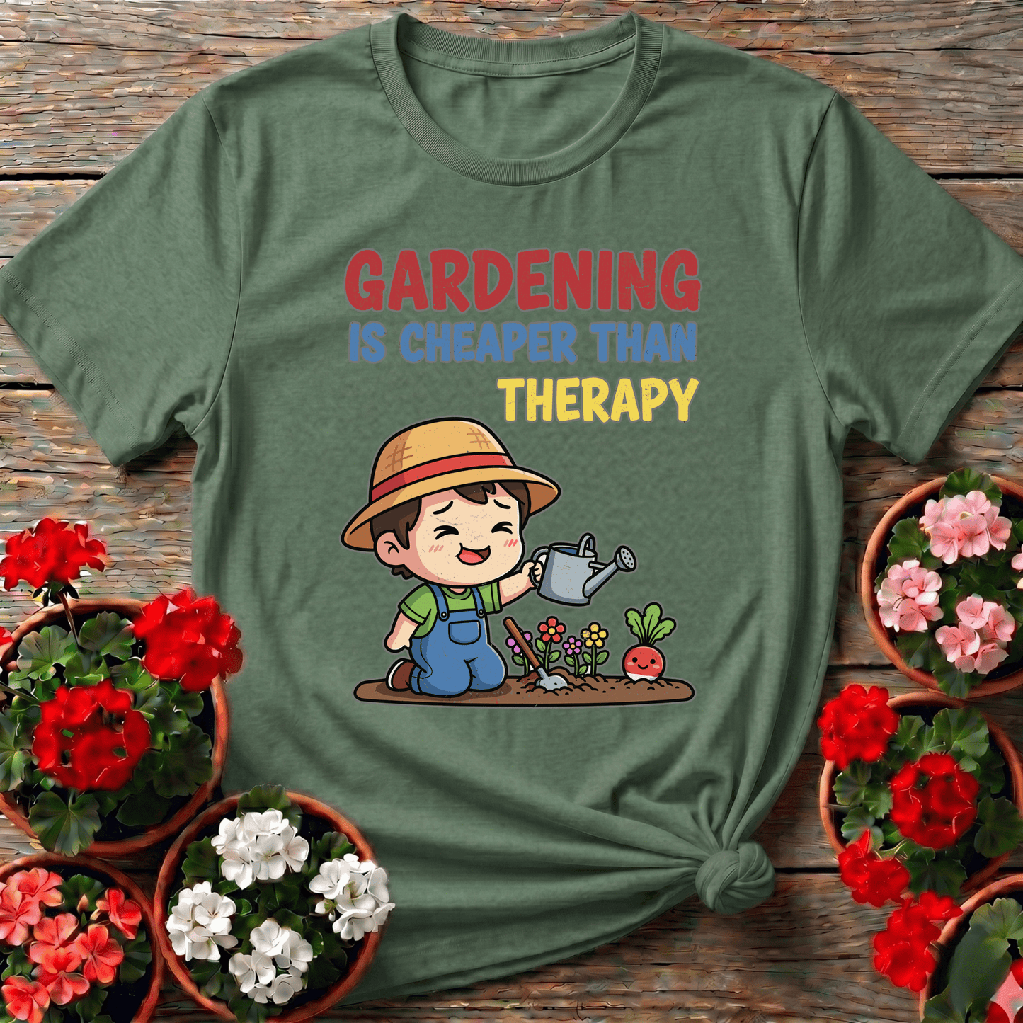 Gardening Is Cheaper Than Therapy Funny Gardening Tee - GardeningTshirts