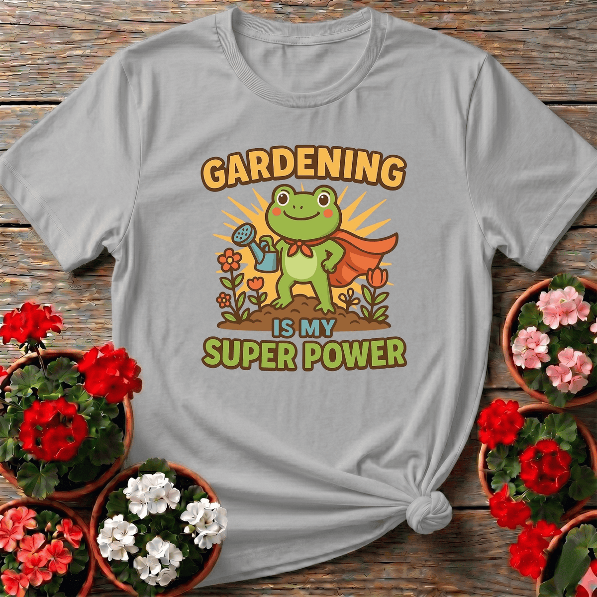 Gardening Is My Super Power Motivated Frog Tee - GardeningTshirts