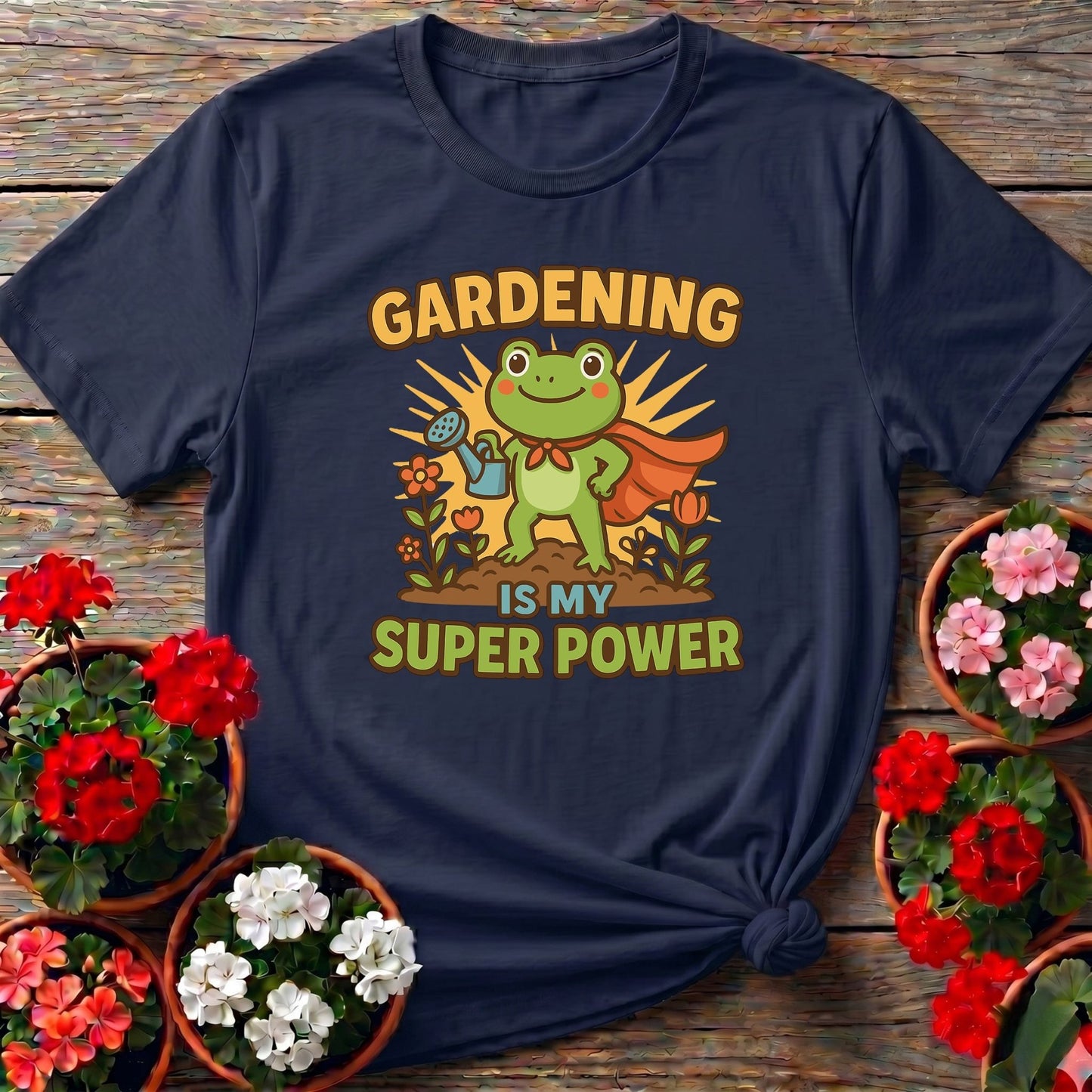 Gardening Is My Super Power Motivated Frog Tee - GardeningTshirts