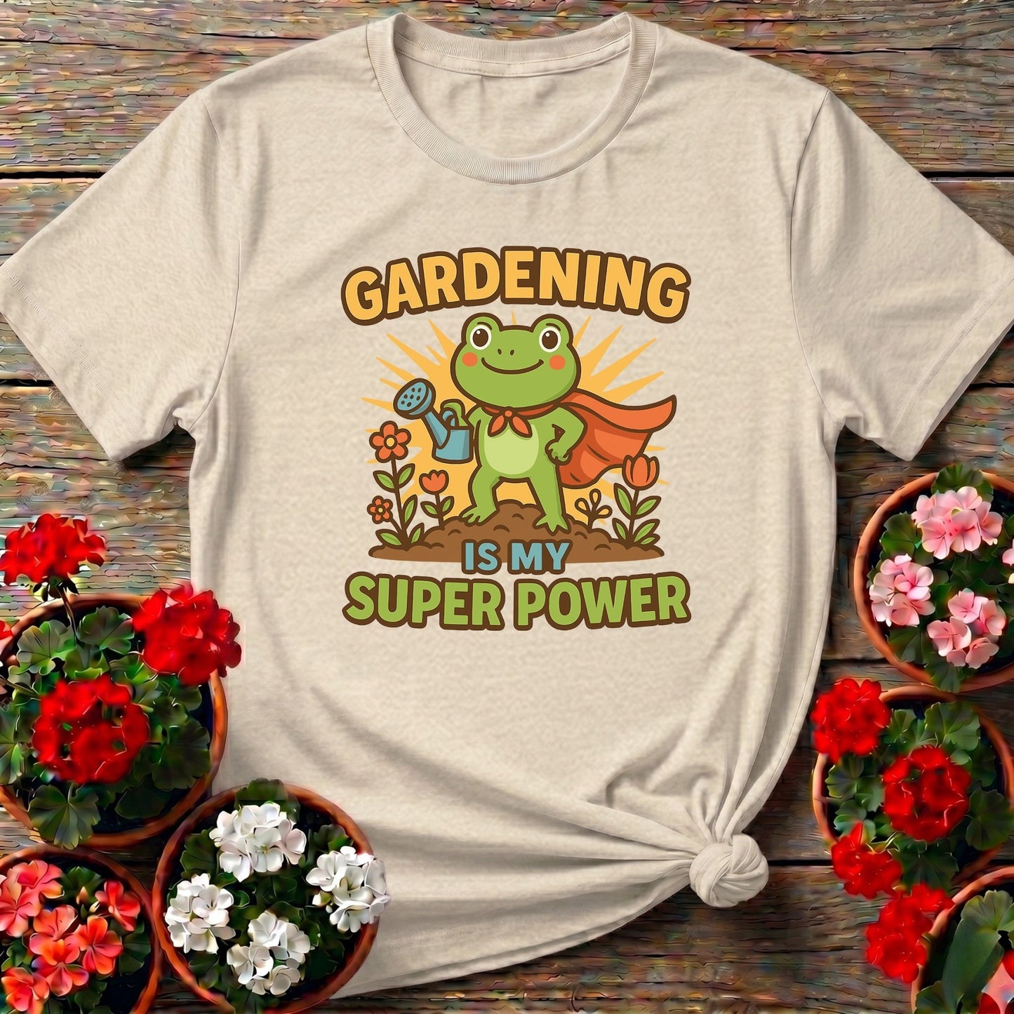 Gardening Is My Super Power Motivated Frog Tee - GardeningTshirts