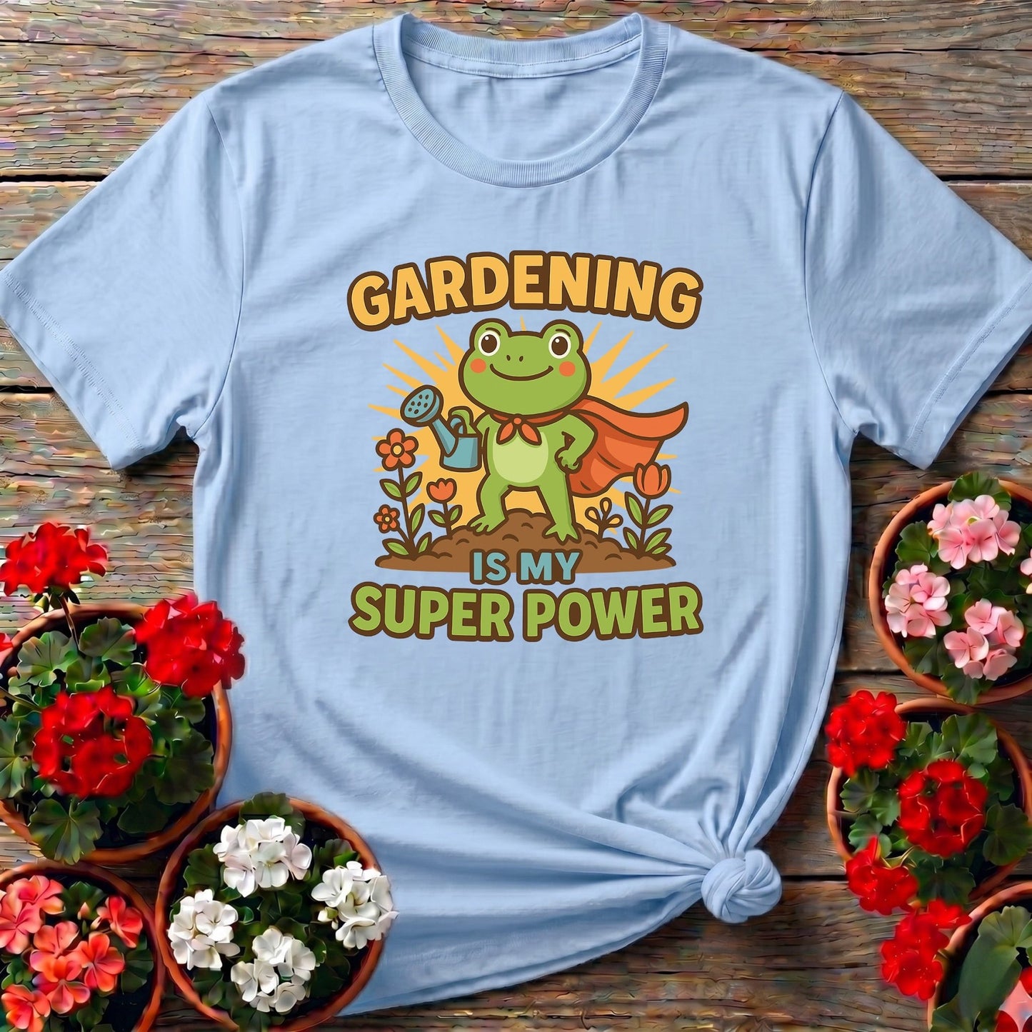 Gardening Is My Super Power Motivated Frog Tee - GardeningTshirts