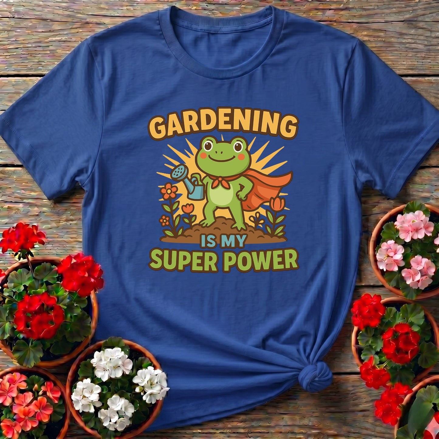 Gardening Is My Super Power Motivated Frog Tee - GardeningTshirts