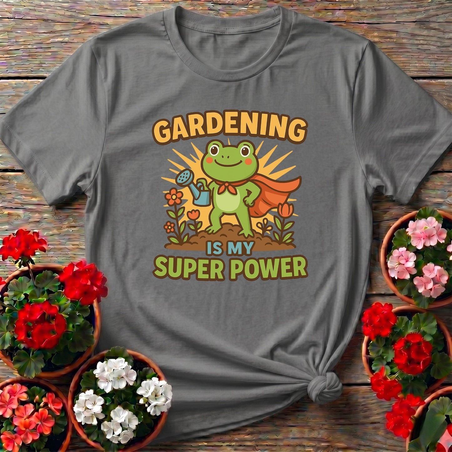 Gardening Is My Super Power Motivated Frog Tee - GardeningTshirts