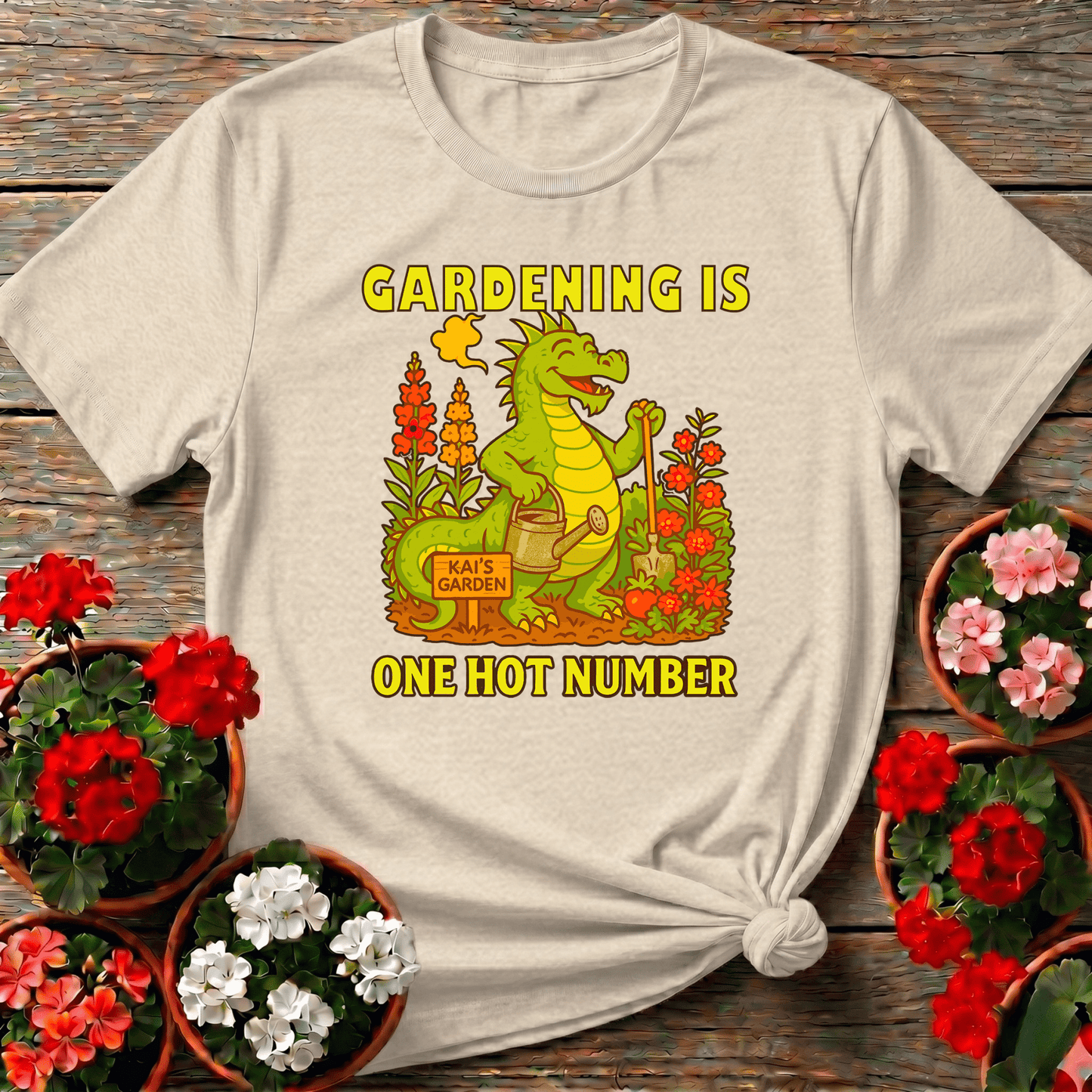 Gardening Is One Hot Number Funny Dragon Garden Tee - GardeningTshirts