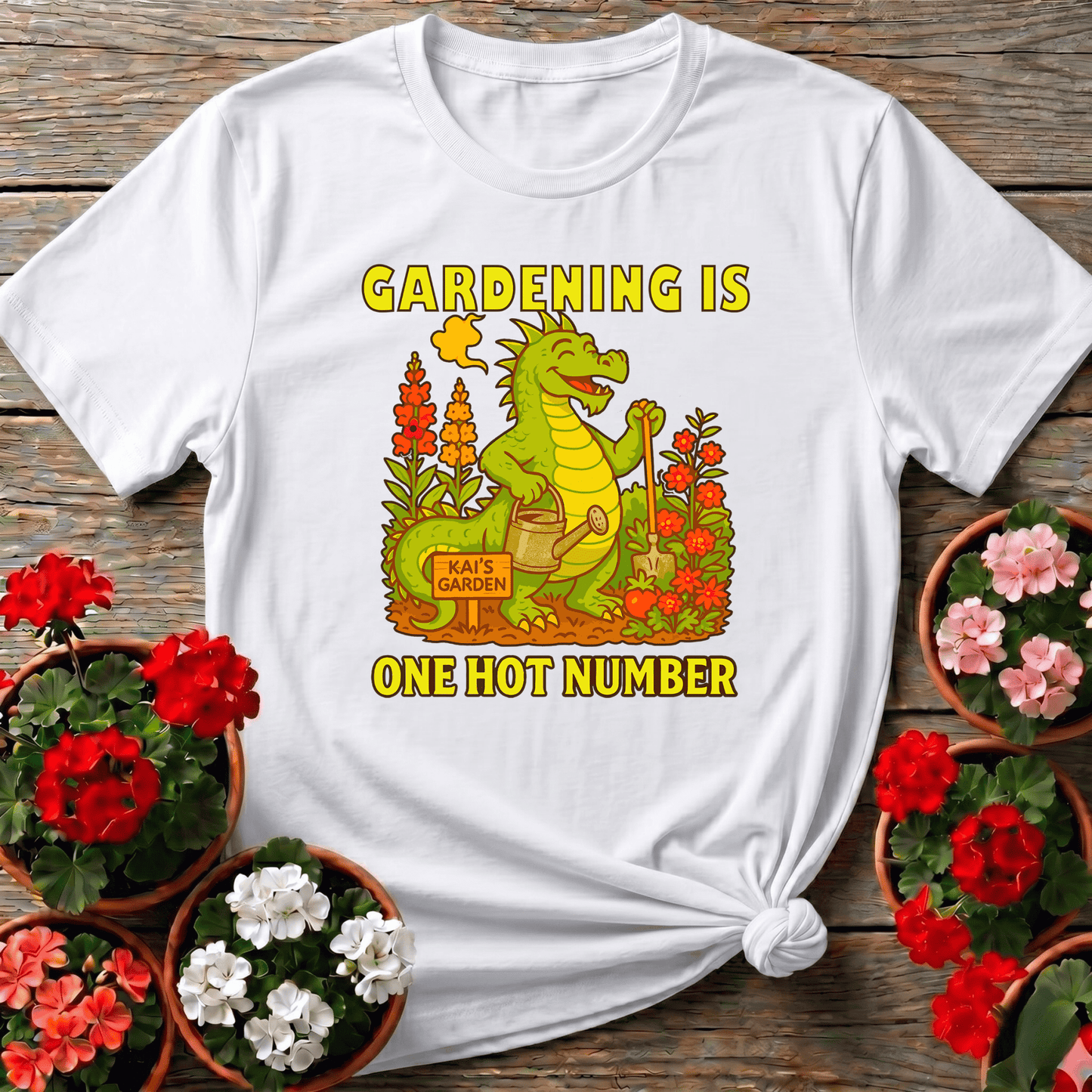 Gardening Is One Hot Number Funny Dragon Garden Tee - GardeningTshirts