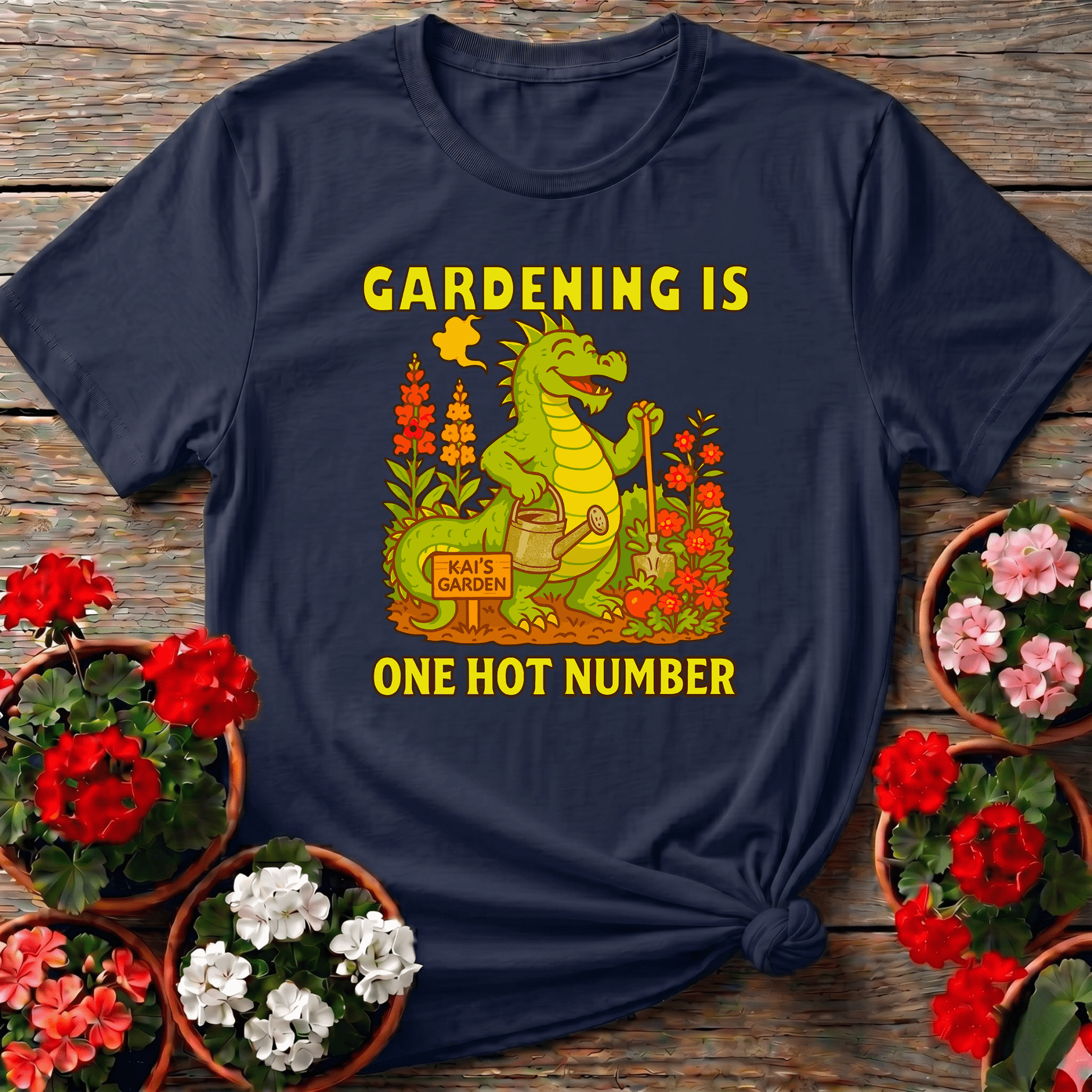 Gardening Is One Hot Number Funny Dragon Garden Tee - GardeningTshirts