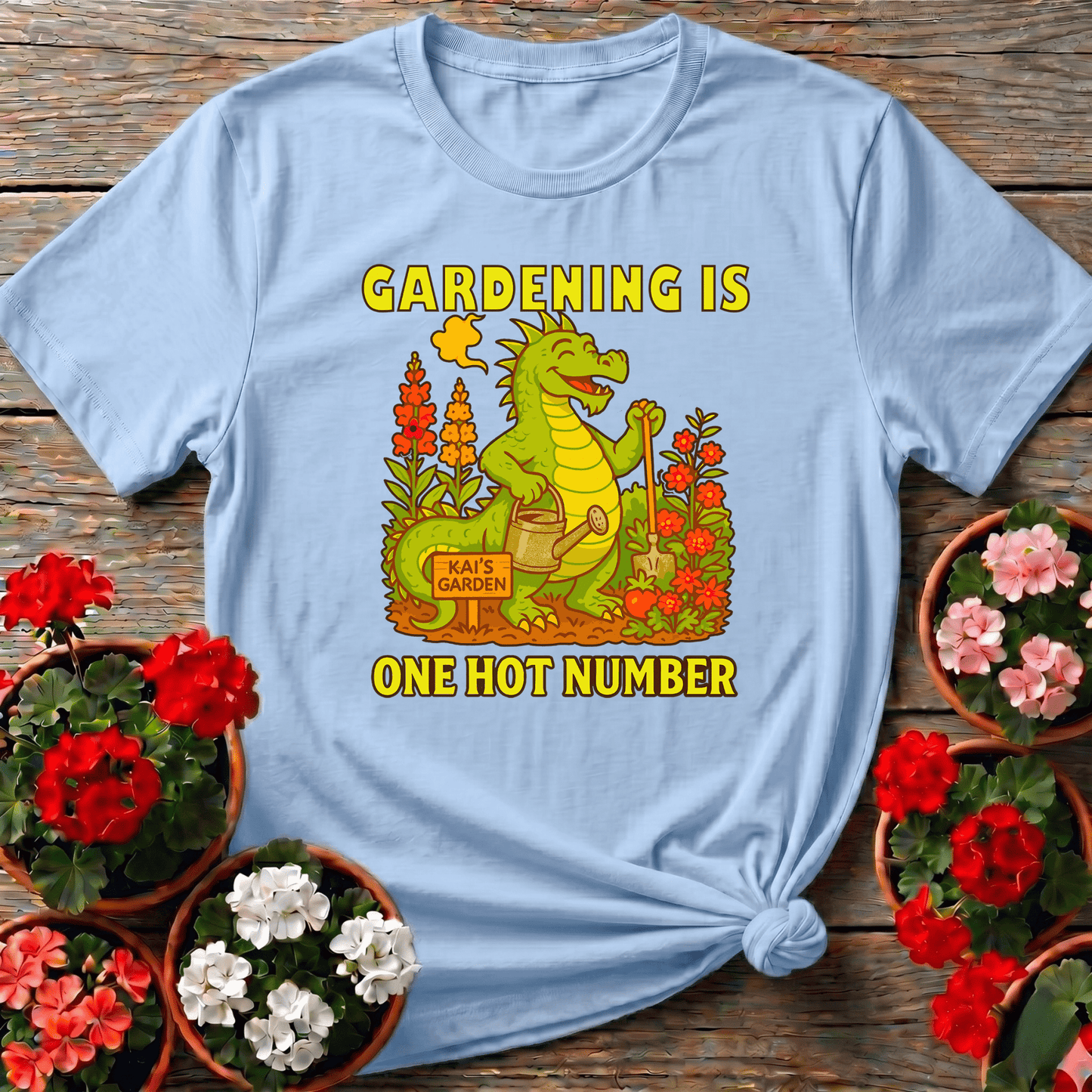 Gardening Is One Hot Number Funny Dragon Garden Tee - GardeningTshirts