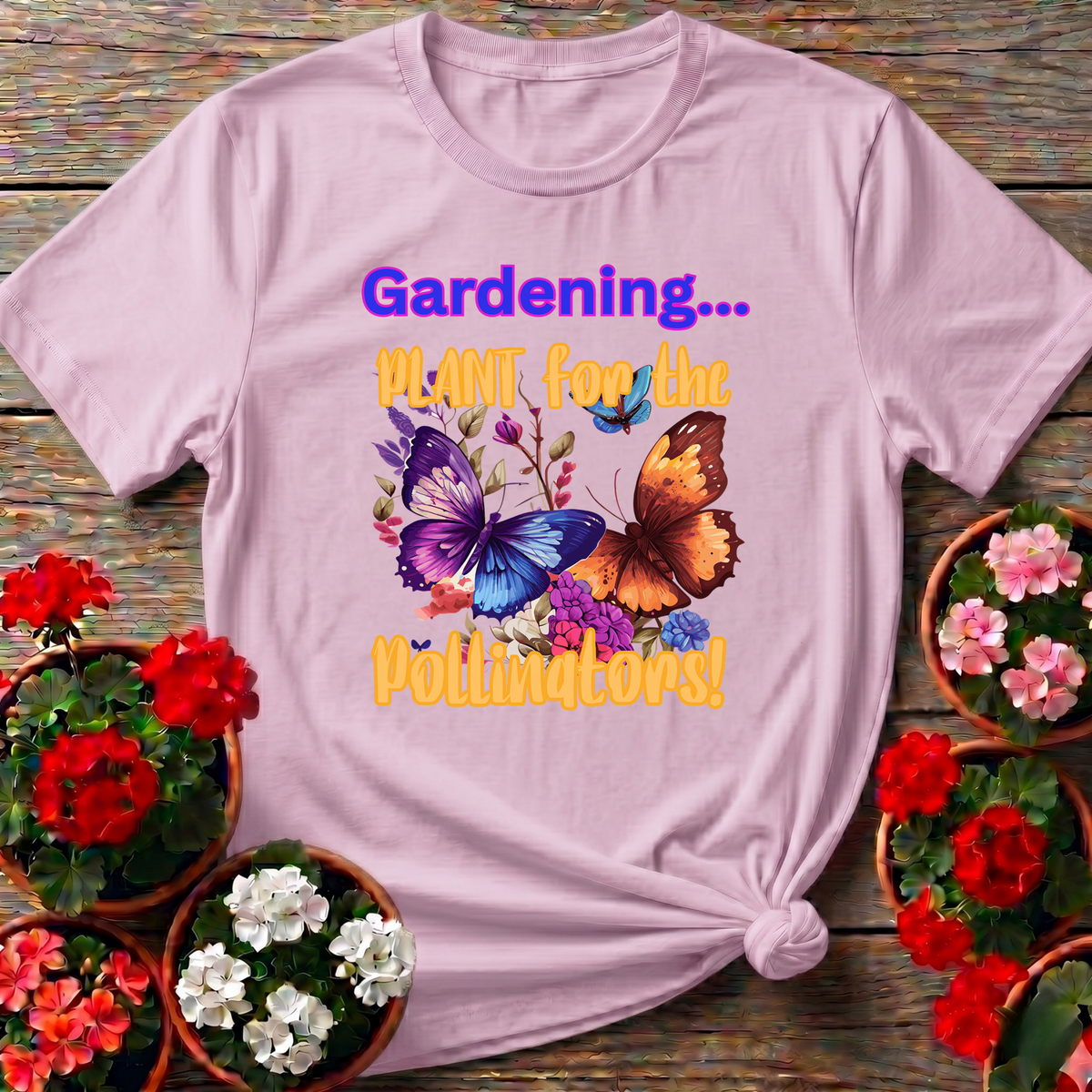 Light Pink soft botanical butterfly apparel "Plant for the Pollinators" for butterfly garden enthusiasts