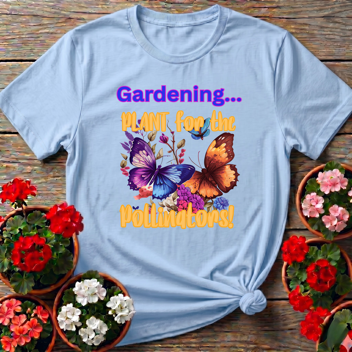 Light Blue bright butterfly wildflower top "Plant for the Pollinators" for nature garden lovers