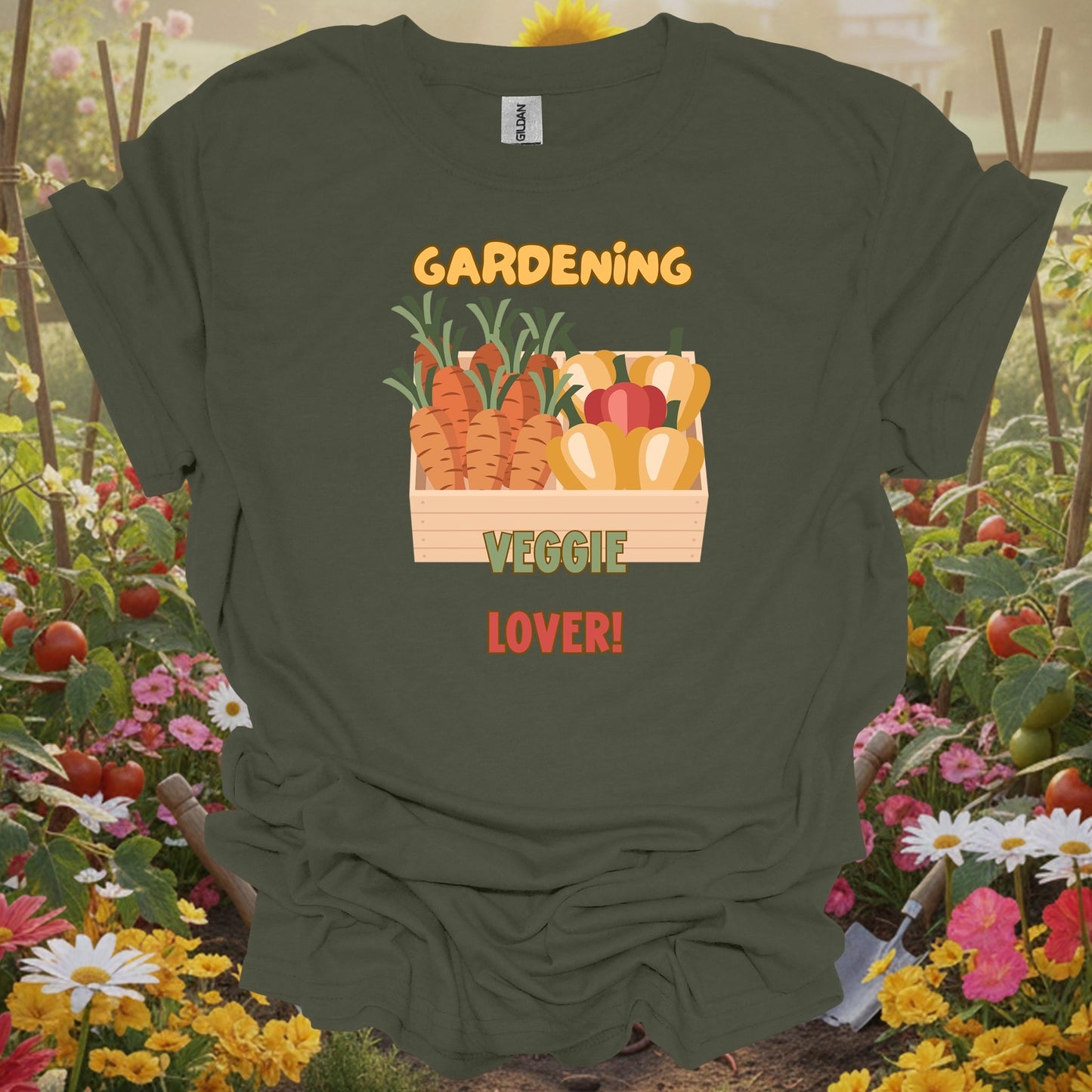 Military Green top showing vibrant fresh vegetable harvest celebration for home cooks with gardens