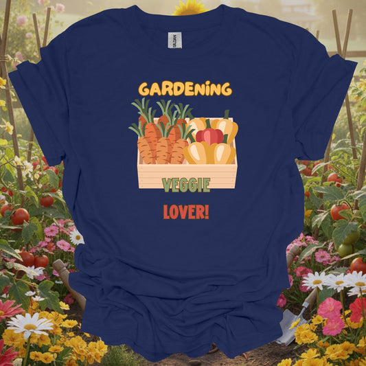 Navy gardening veggie lover fresh gardening shirt for vegetable gardeners, organic foodies, backyard farmers, hea...