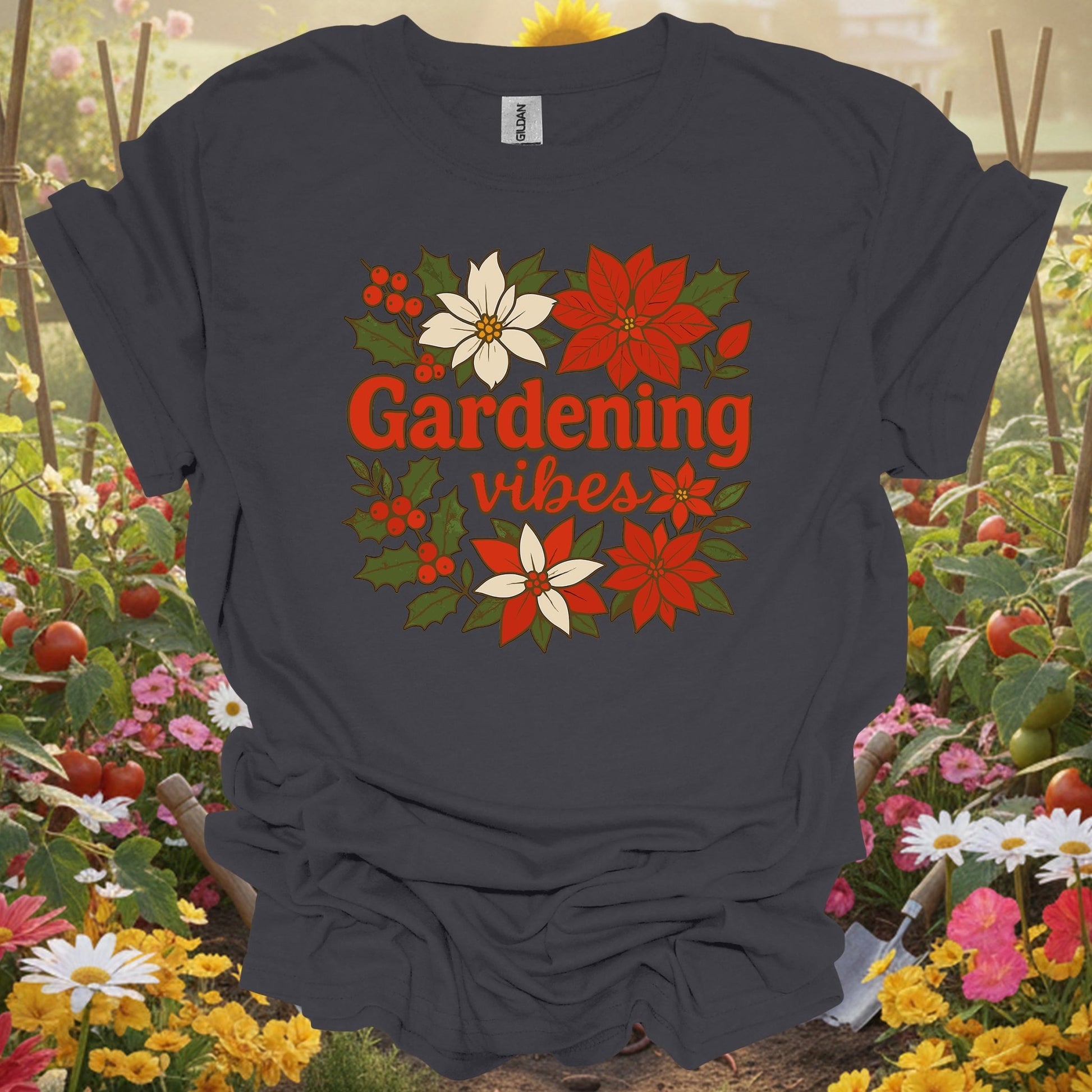 "Gardening Vibes" Festive Holiday T-Shirt - GardeningTshirts