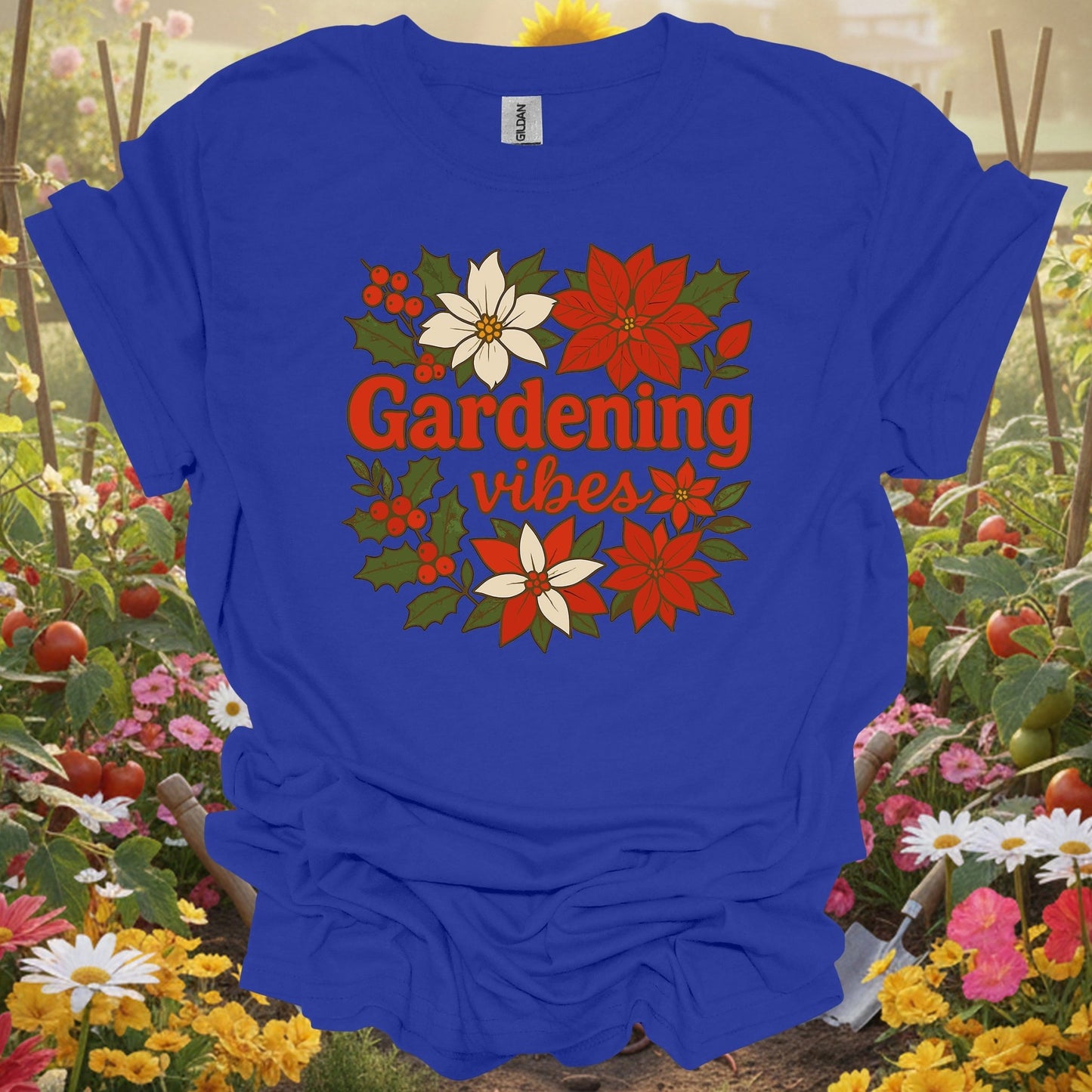 "Gardening Vibes" Festive Holiday T-Shirt - GardeningTshirts