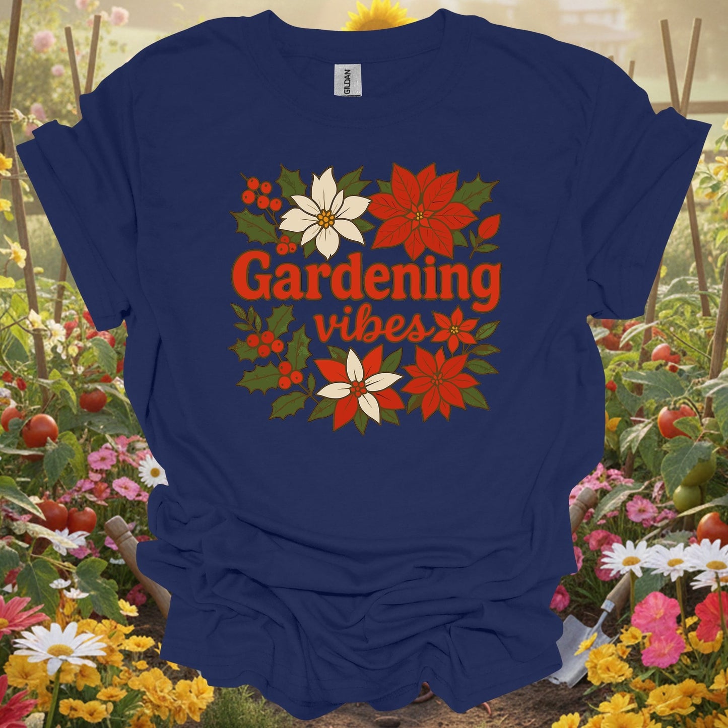 "Gardening Vibes" Festive Holiday T-Shirt - GardeningTshirts