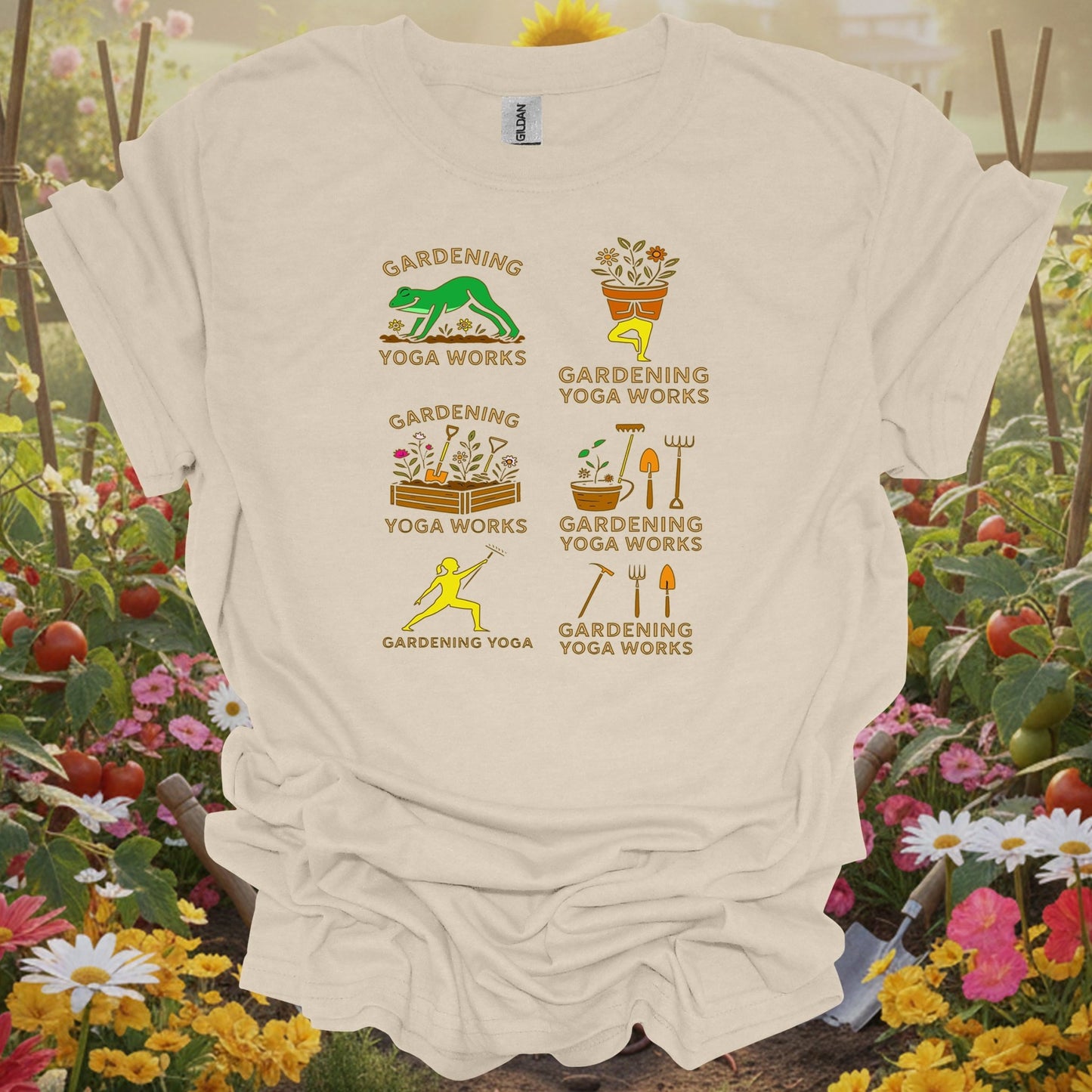 Natural top showing gardening yoga works funny frog pose for green thumb folks