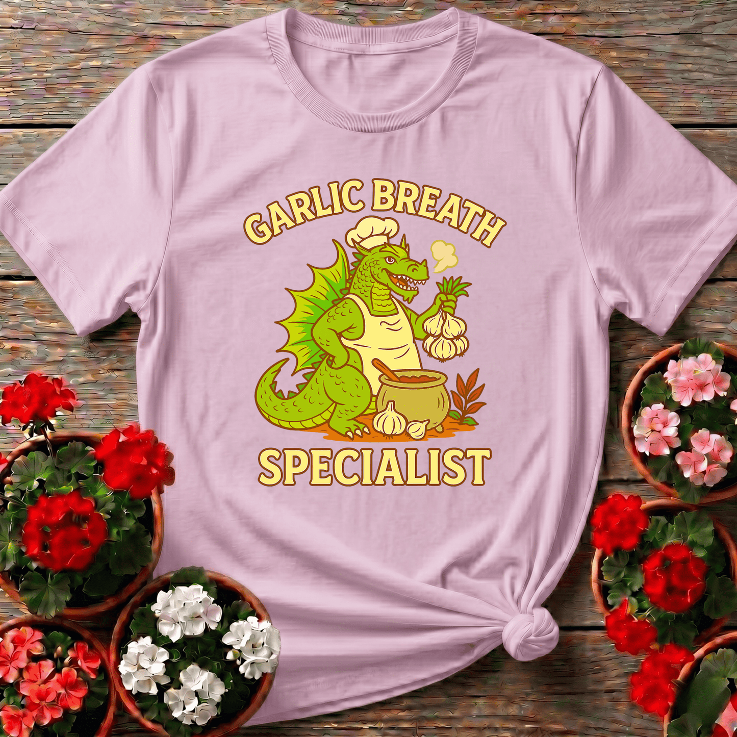 Garlic Breath Specialist Funny Dragon Chef T-shirt - GardeningTshirts