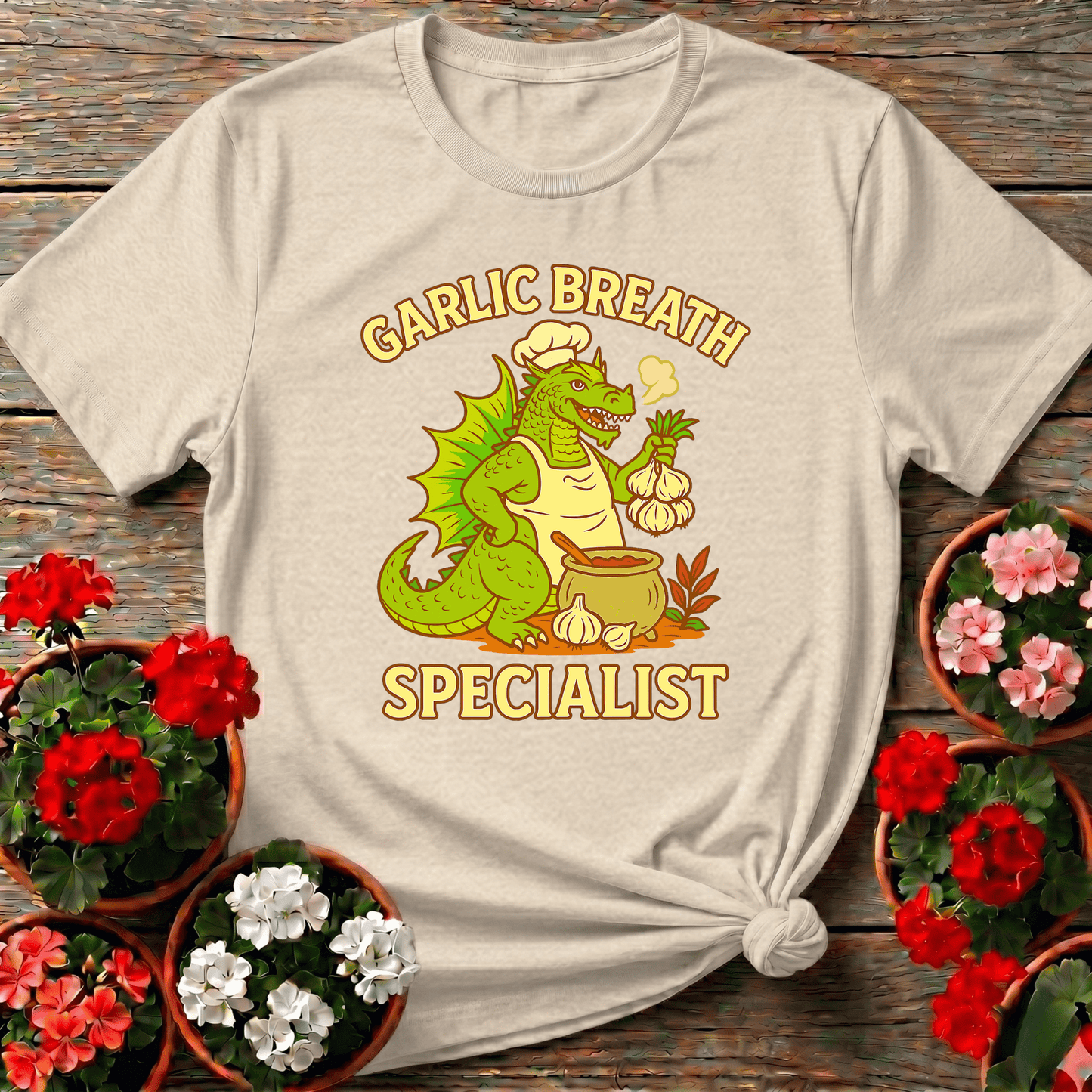 Garlic Breath Specialist Funny Dragon Chef T-shirt - GardeningTshirts