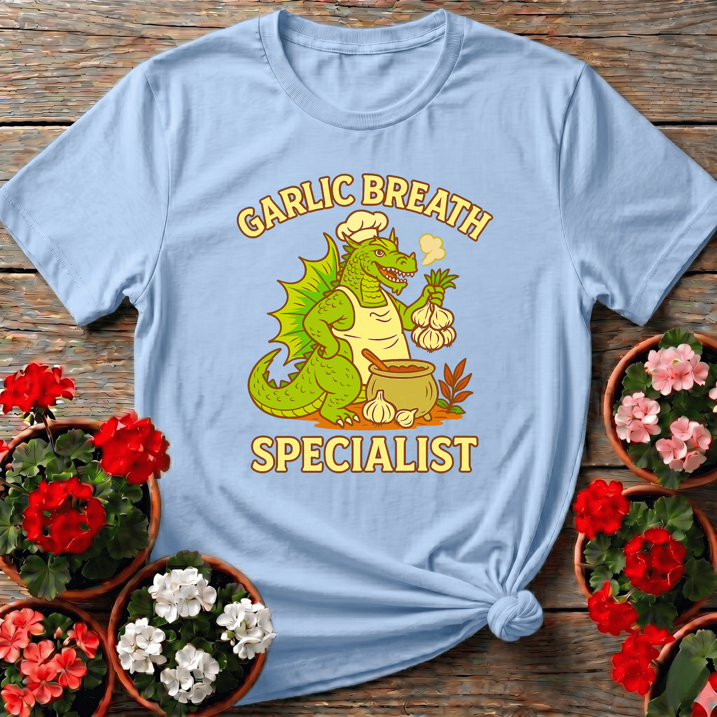Garlic Breath Specialist Funny Dragon Chef T-shirt - GardeningTshirts