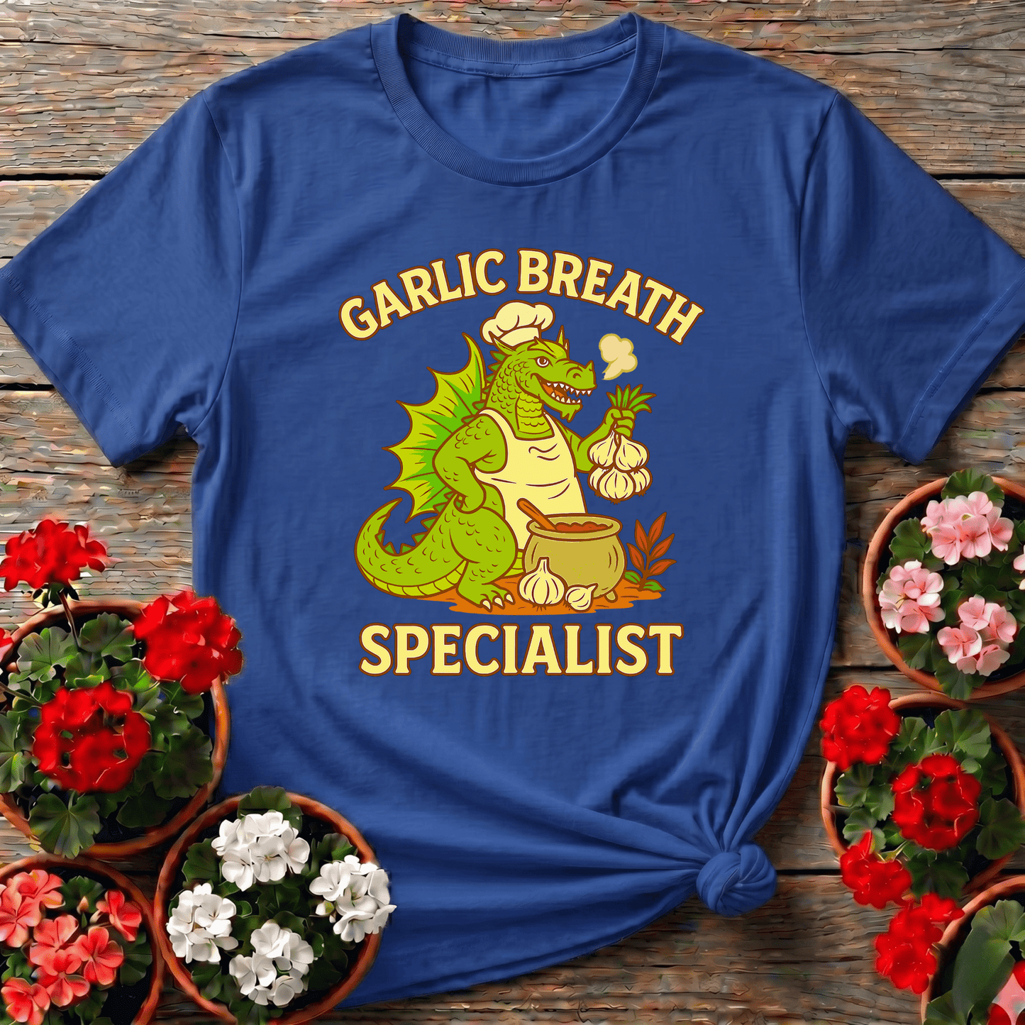 Garlic Breath Specialist Funny Dragon Chef T-shirt - GardeningTshirts