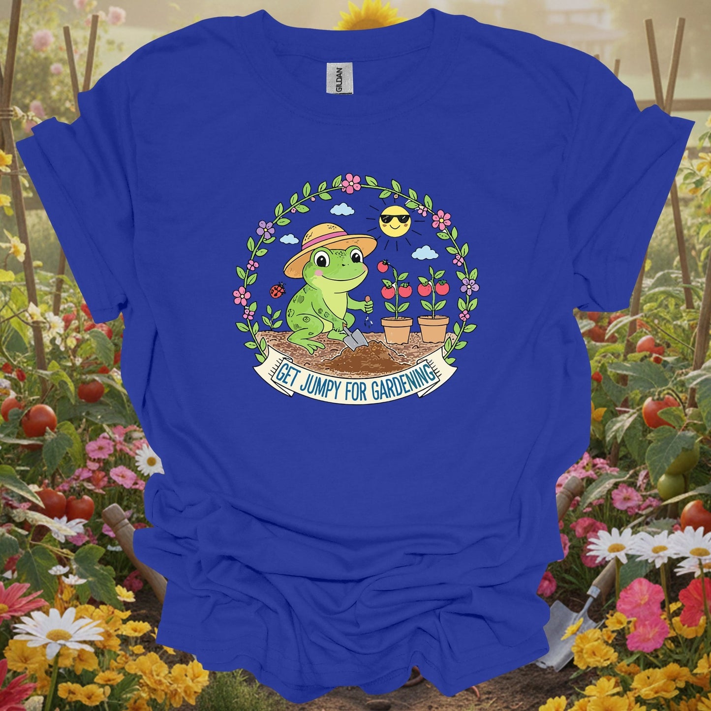 Royal top showing get jumpy for gardening funny frog tomato for green thumb folks