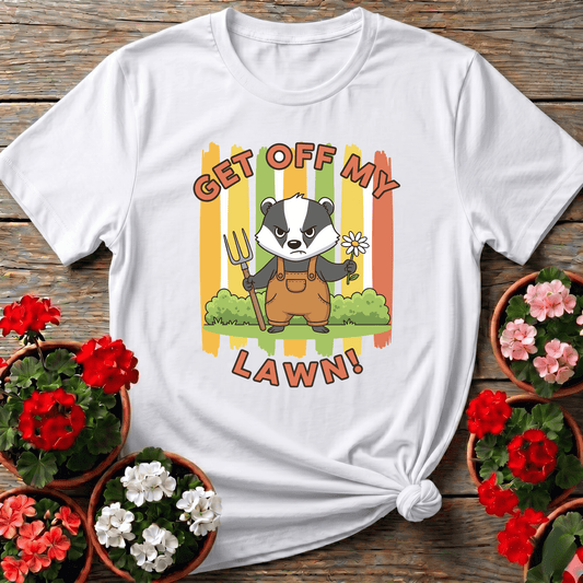 Get Off My Lawn Angry Badger Gardening T-Shirt - GardeningTshirts