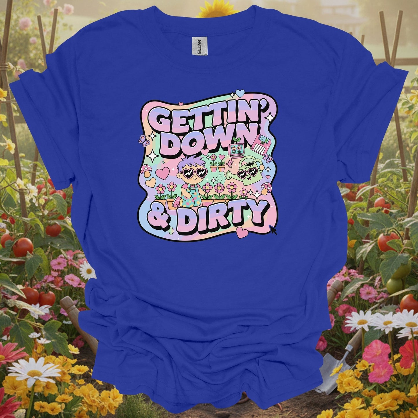 Royal top showing gettin down & dirty cute 90s aesthetic for green thumb folks