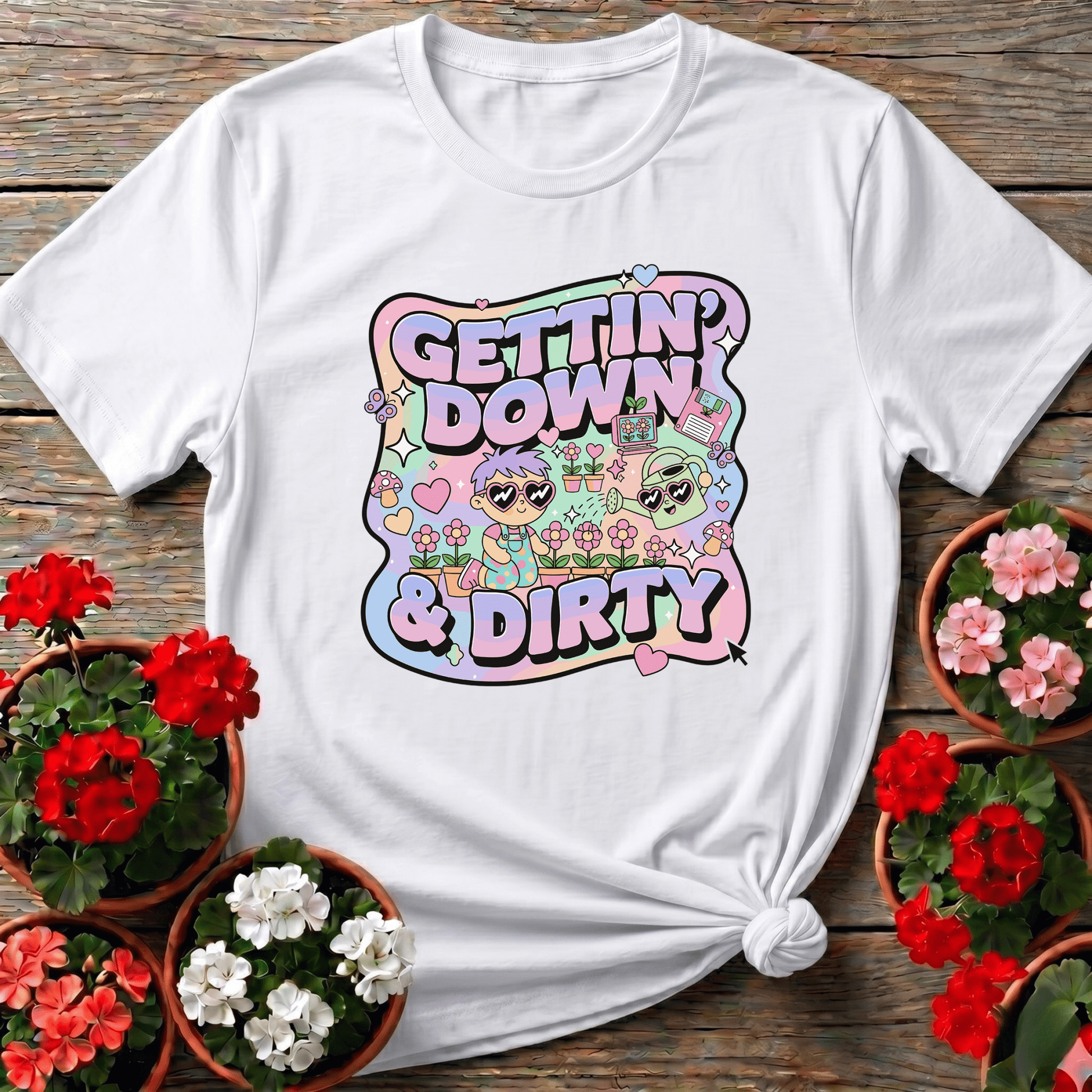 Gettin Down & Dirty Cute 90s Aesthetic T-shirt - GardeningTshirts